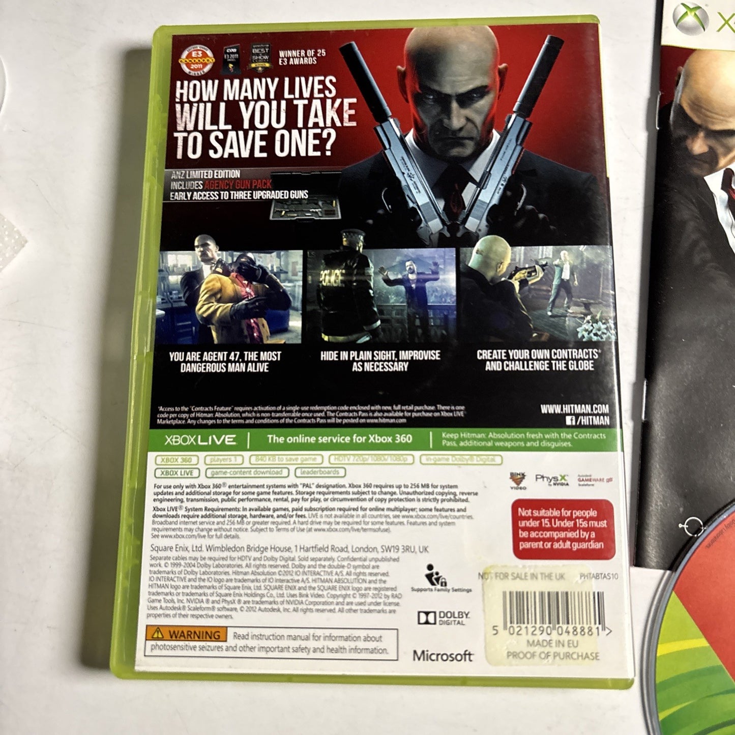 Hitman Absolution ANZ Limited Edition Microsoft Xbox 360 PAL Complete Manual