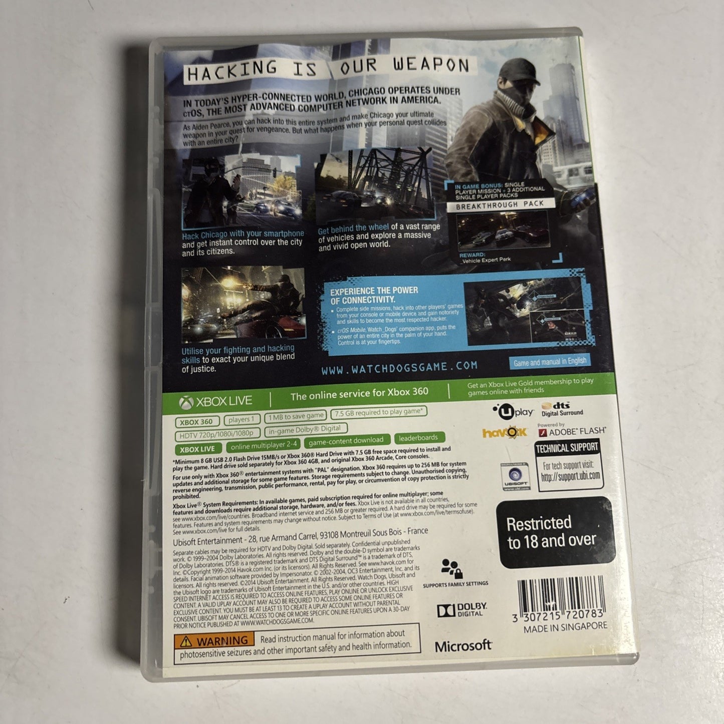 Watch Dogs - ANZ Special Edition (Microsoft Xbox 360, 2014) PAL