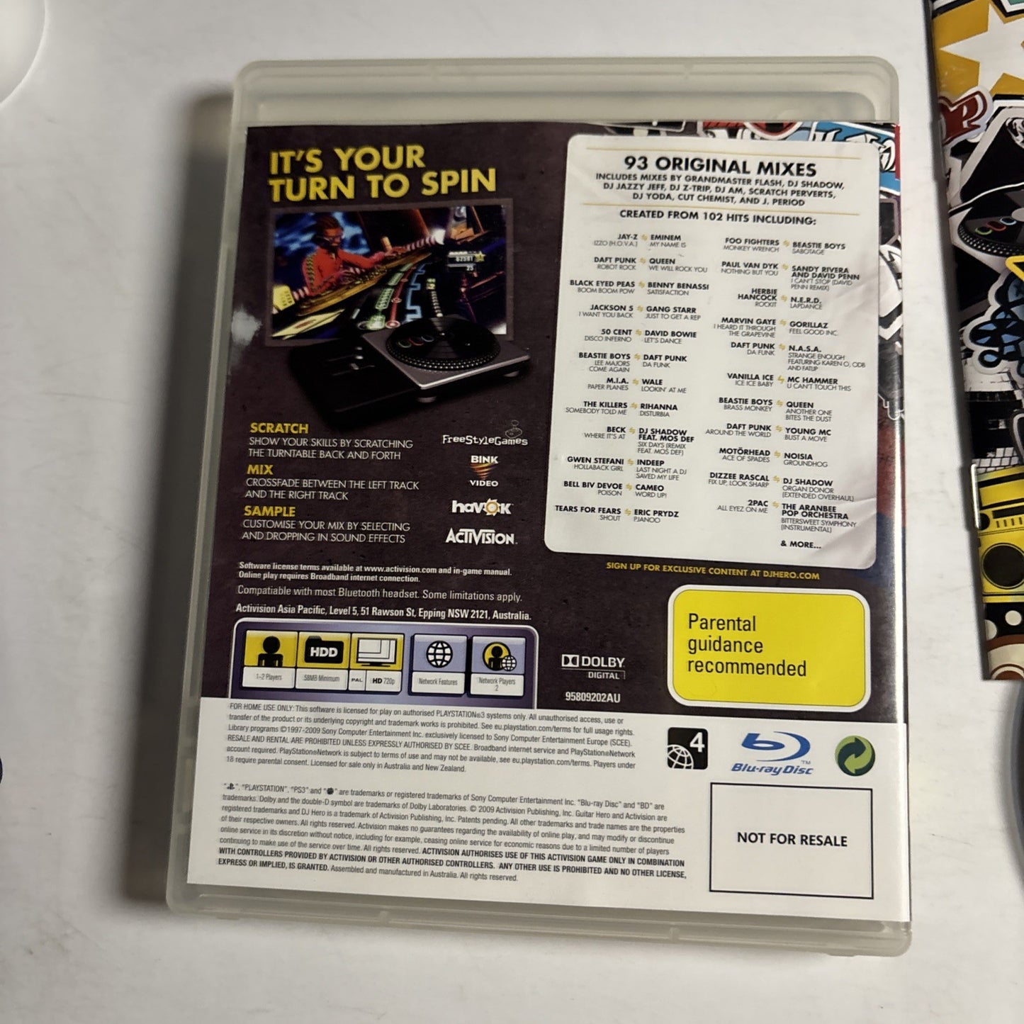 DJ Hero Sony Playstation 3 PS3 Manual