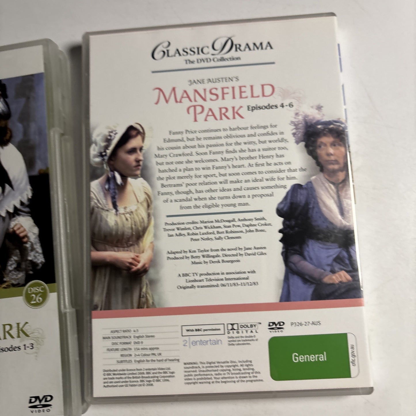 Jane Austen's Mansfield Park BBC (DVD, 1983) Sylvestra Le Touzel, Region 4 &2