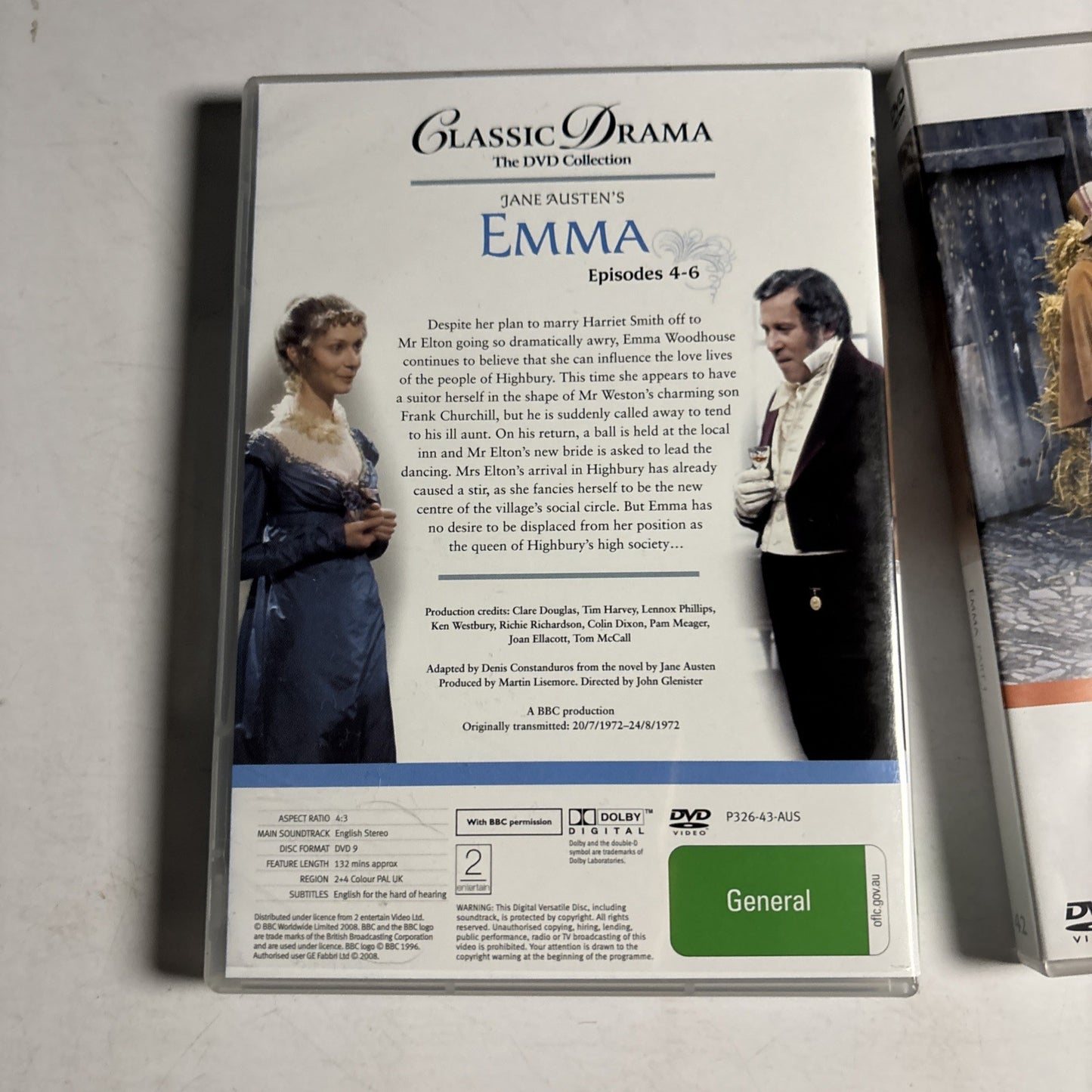Jane Austen's: Emma BBC TV Mini Series (DVD, 1972) Doran Godwin, Region 4 &2