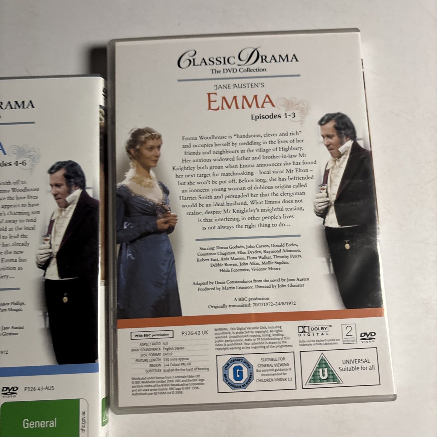 Jane Austen's: Emma BBC TV Mini Series (DVD, 1972) Doran Godwin, Region 4 &2