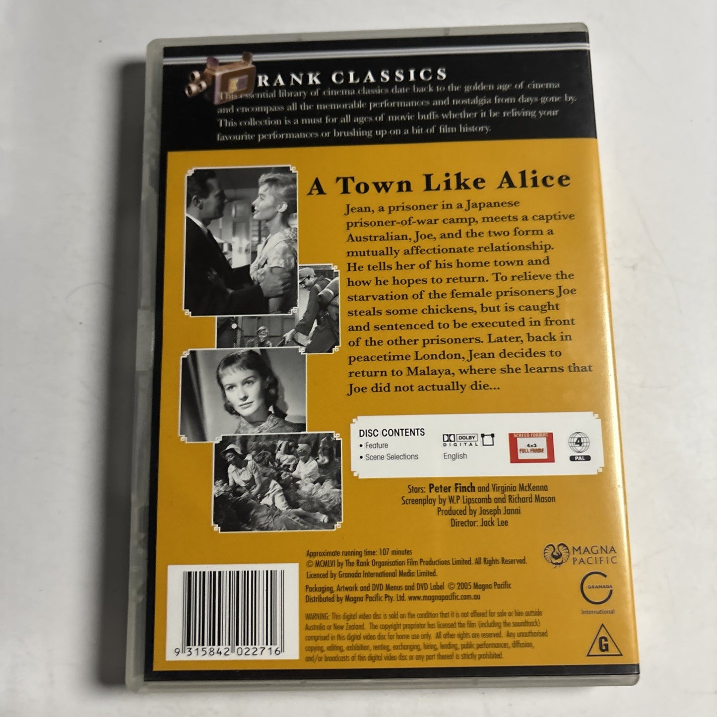A Town like Alice (DVD, 1956) Peter Finch, Virginia McKenna Region 4