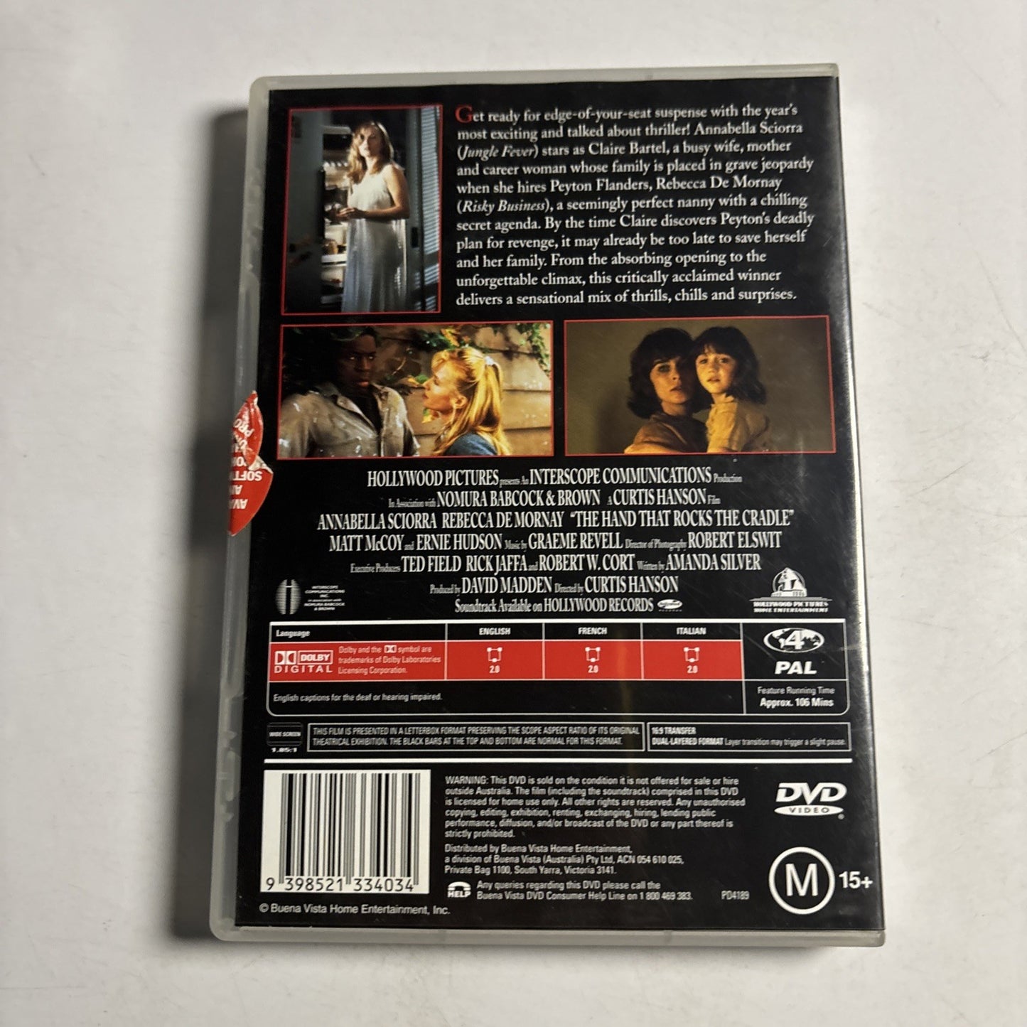 The Hand That Rocks the Cradle (DVD, 1992) Rebecca DeMornay, Region 4