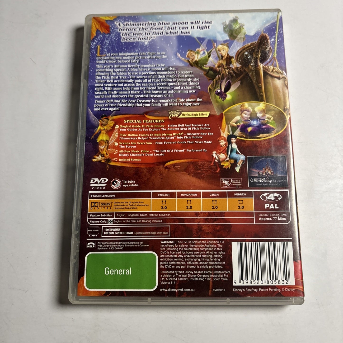 Tinker Bell and the Lost Treasure (DVD, 2009) Region 4