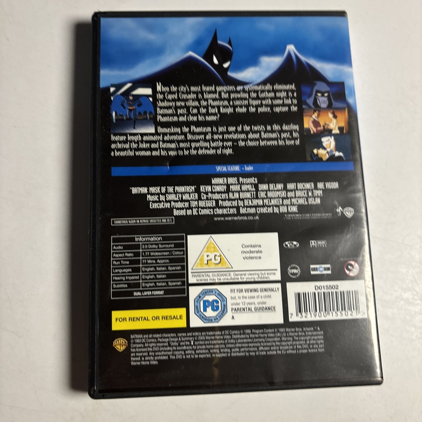 Batman - Mask Of The Phantasm (DVD, 1993) Region 2