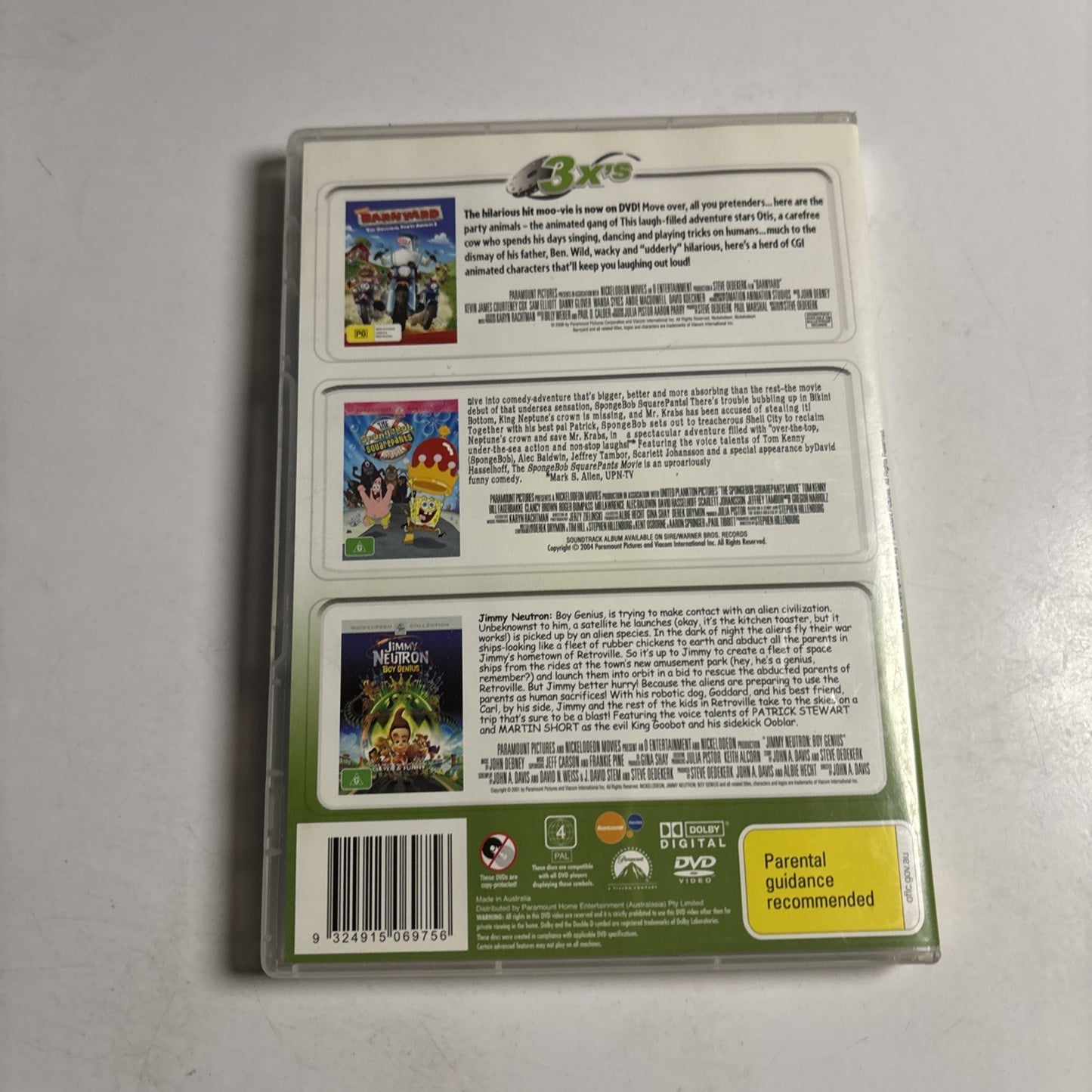 Barnyard / Spongebob - The Movie / Jimmy Neutron Boy Genius (DVD, 2006) Region 4