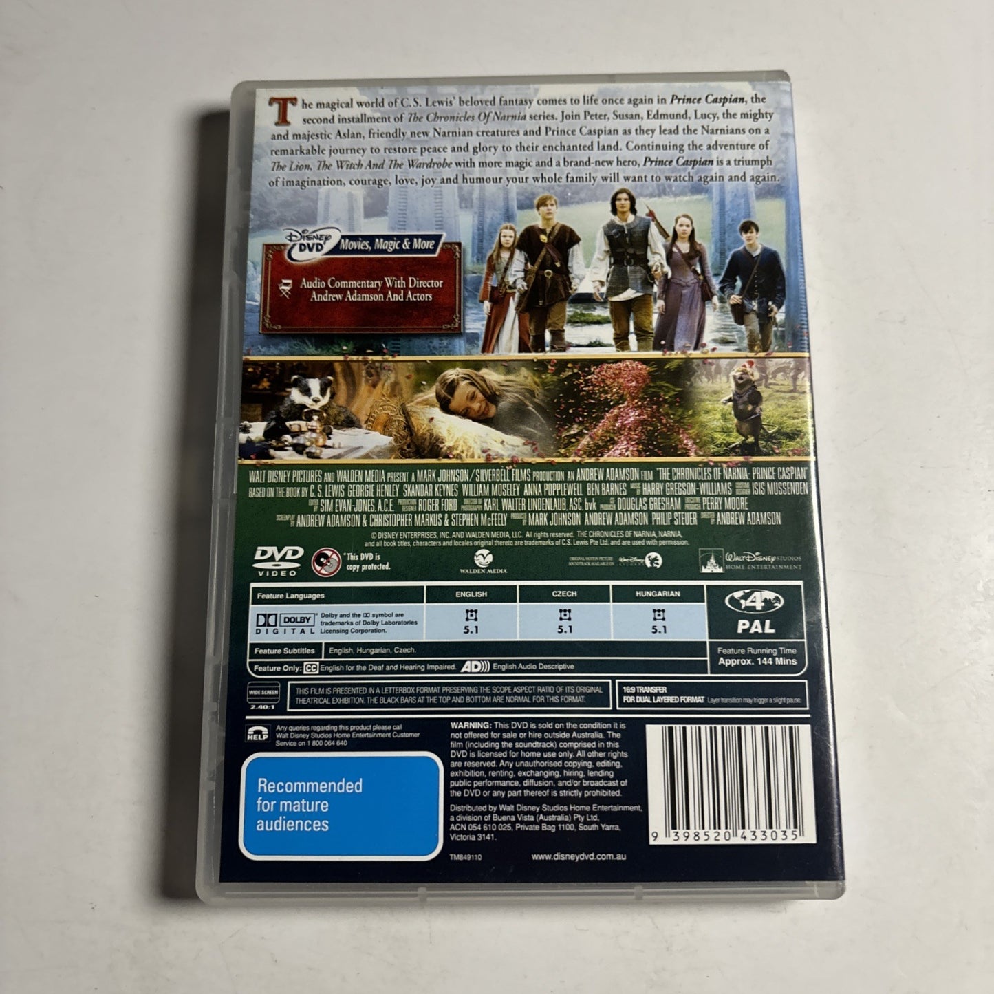 The Chronicles of Narnia - Prince Caspian (DVD, 2008) Region 4 NEW