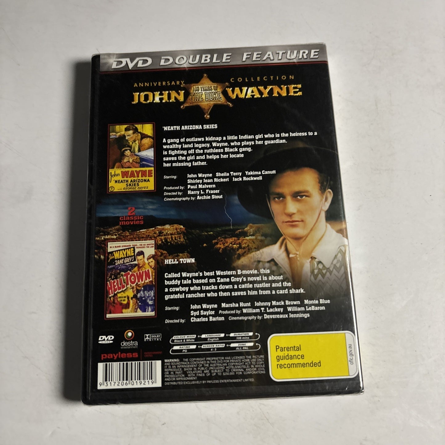 Neath Arizona Skies / Hell Town DVD John Wayne All Regions NEW