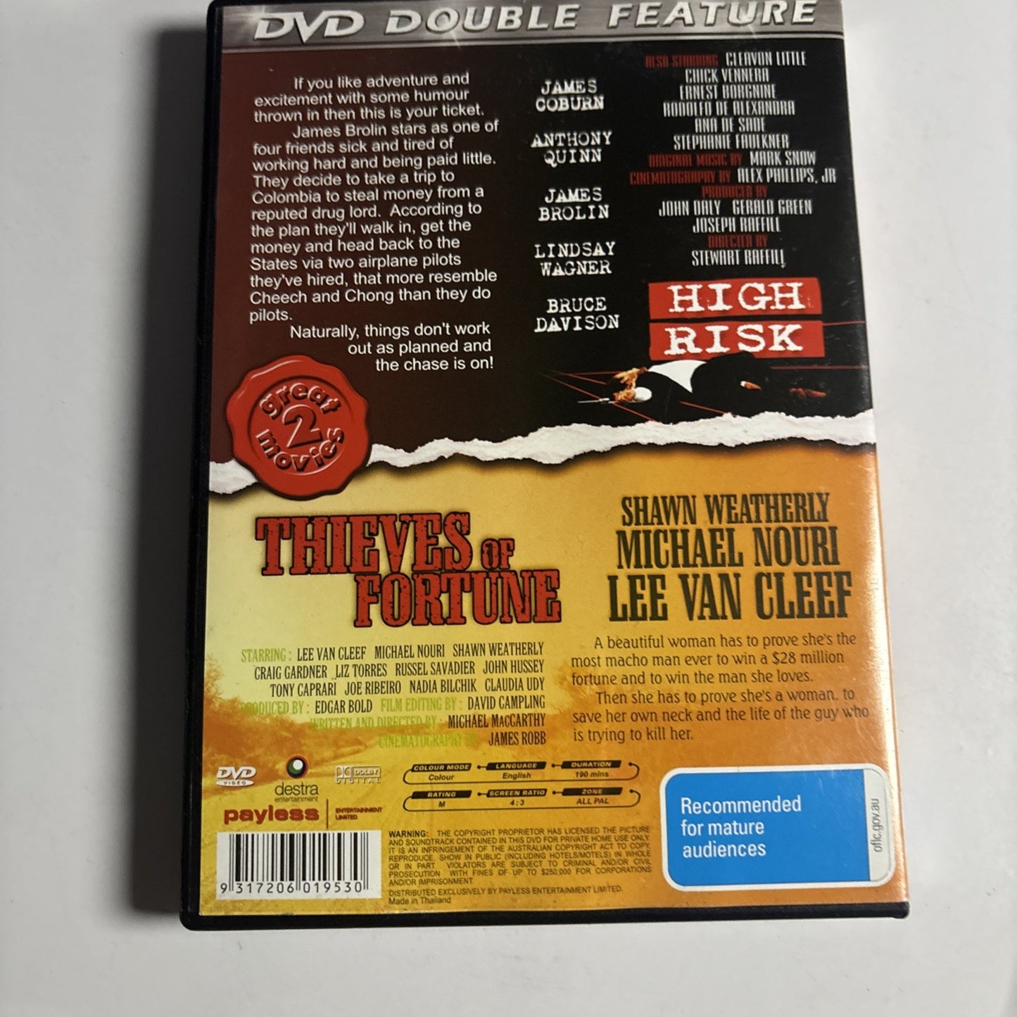 High Risk / Thieves of Fortune (DVD 1990) Lee Van Cleef, James Coburn All Region