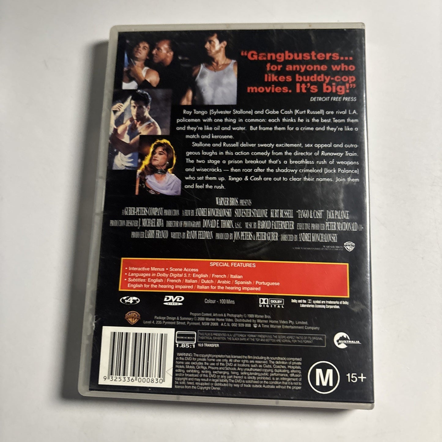 Tango and Cash (DVD, 1989) Sylvester Stallone, Kurt Russell Region 4
