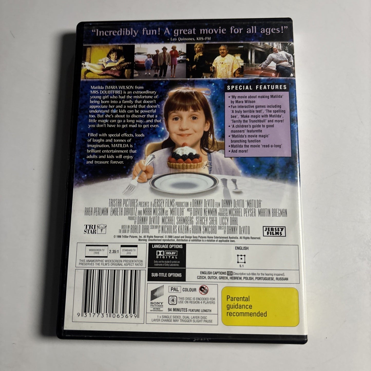 Matilda (DVD, 2008) Danny DeVito, Mara Wilson Region 4 NEW