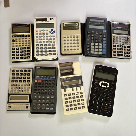 9x Vintage Calculator Canon Sharp Casio Texas *For Parts Repair Not Working*