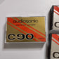 3x Audiosonic Blank Audio Cassette Tape C90 90 Minutes