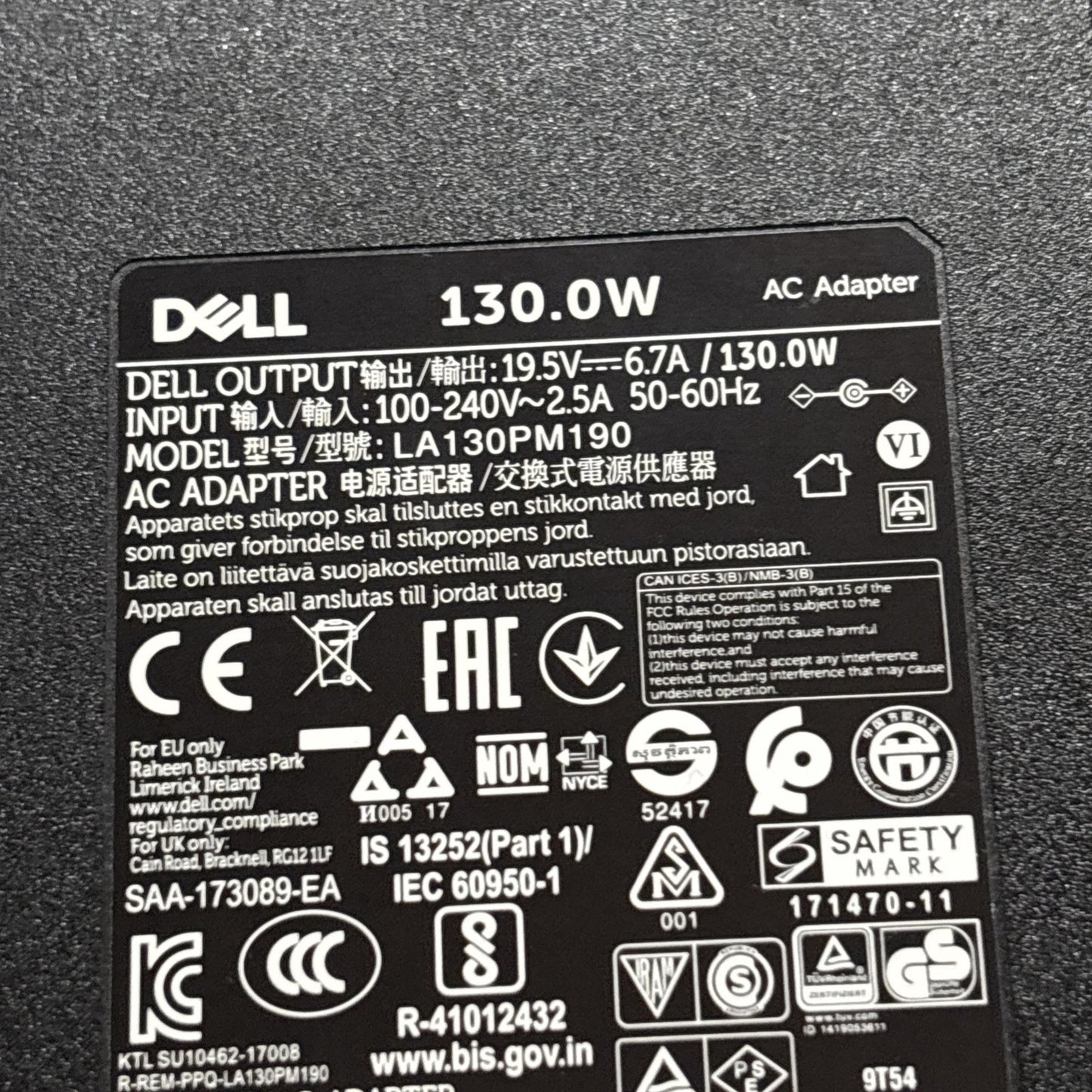 Genuine Dell AC Adapter Charger LA130PM190 for Inspiron/XPS/WD15 130W 19.5v 6.7A