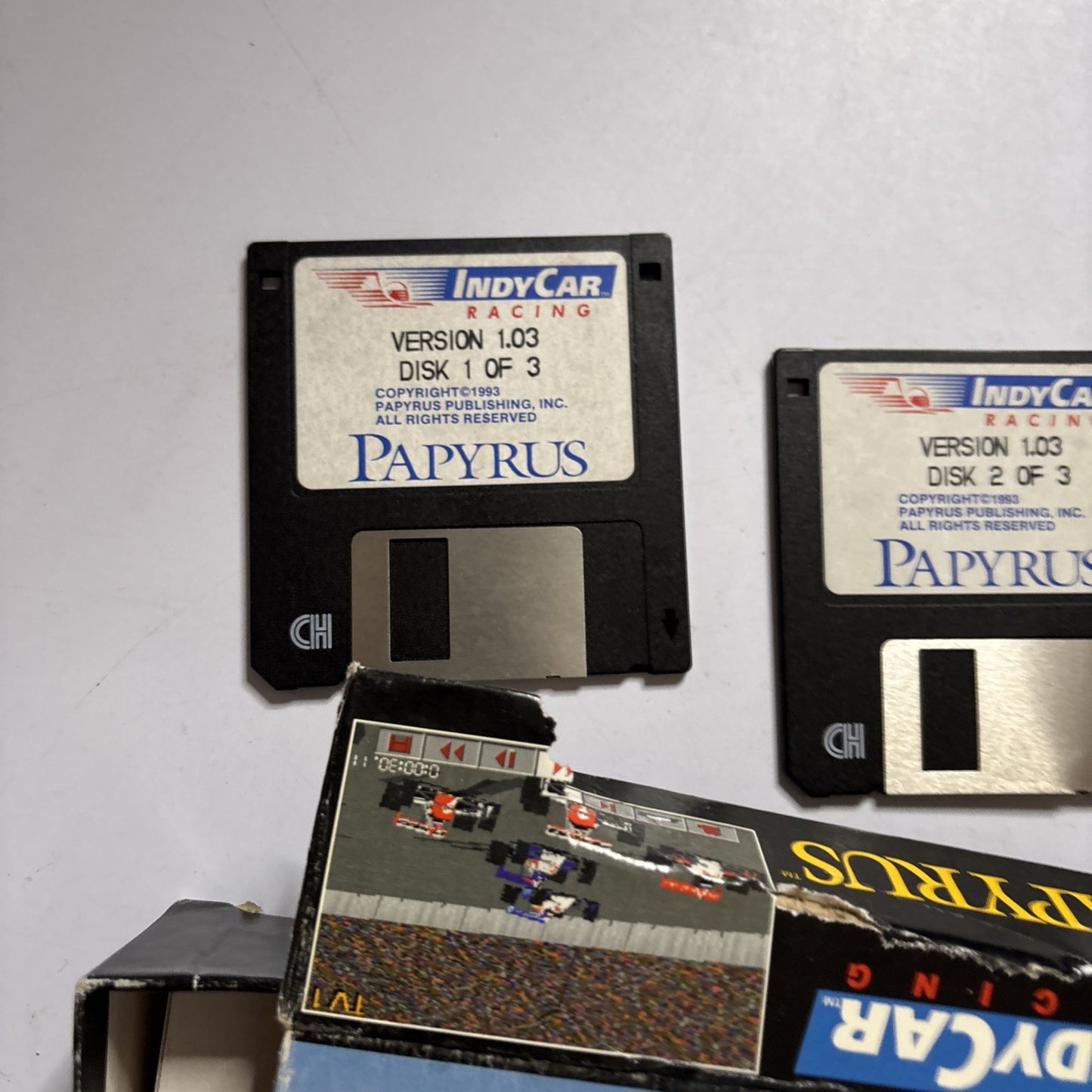 IndyCar Racing PC DOS Papyrus 3.5" Floppy Disc Big Box *Missing One Disc*
