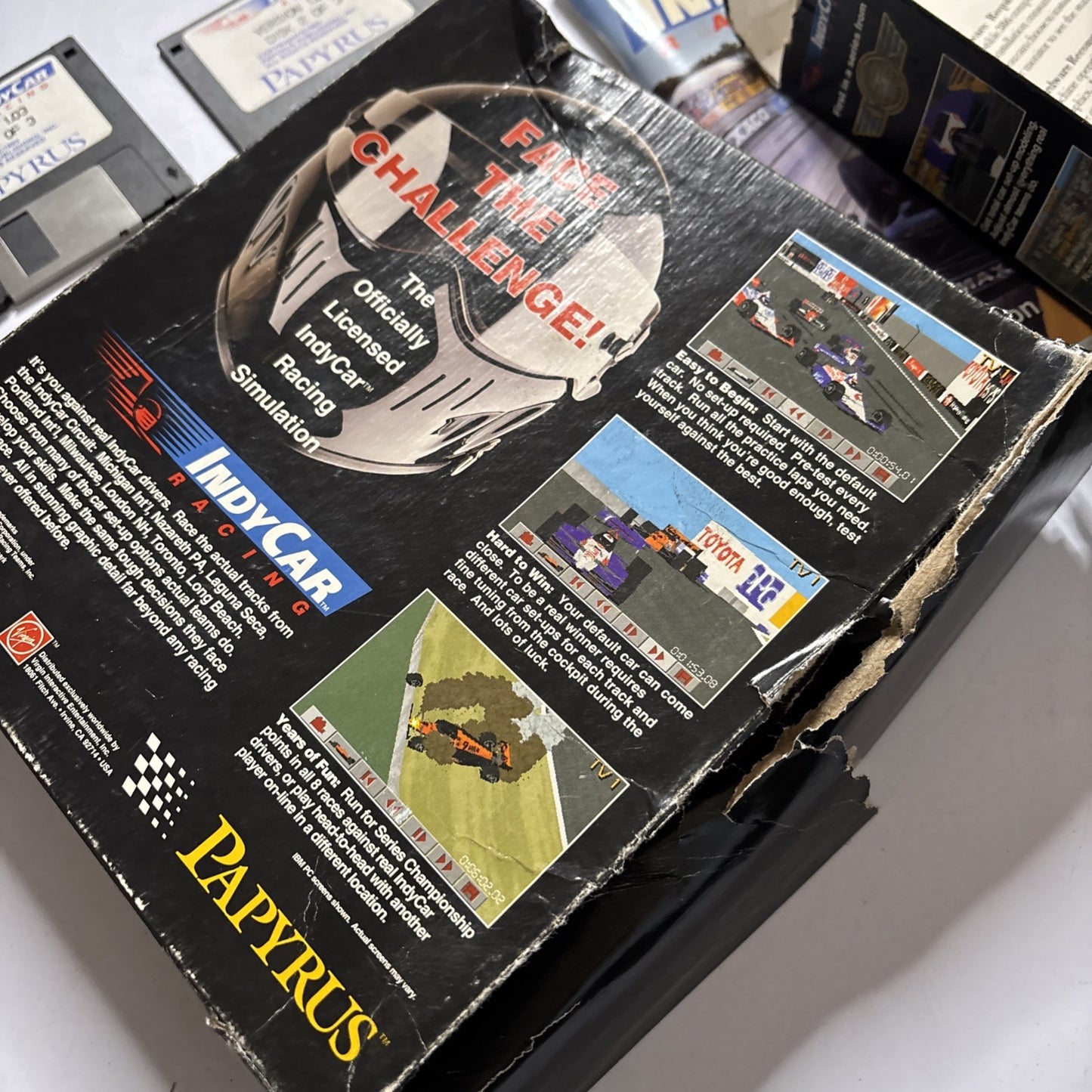IndyCar Racing PC DOS Papyrus 3.5" Floppy Disc Big Box *Missing One Disc*