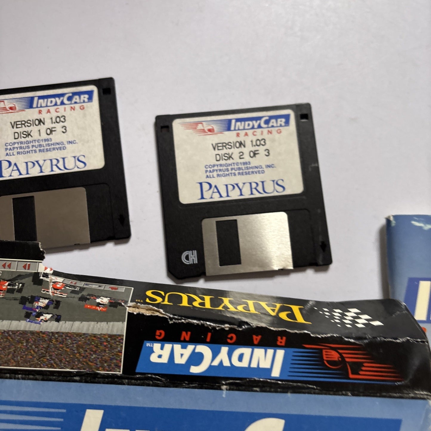 IndyCar Racing PC DOS Papyrus 3.5" Floppy Disc Big Box *Missing One Disc*