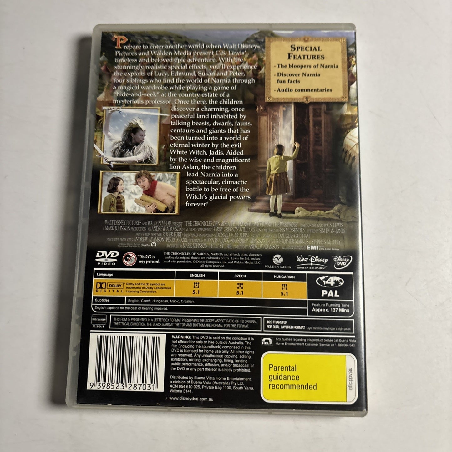 The Chronicles of Narnia (DVD, 2005) Skandar Keynes, Anna Popplewell, Region 4