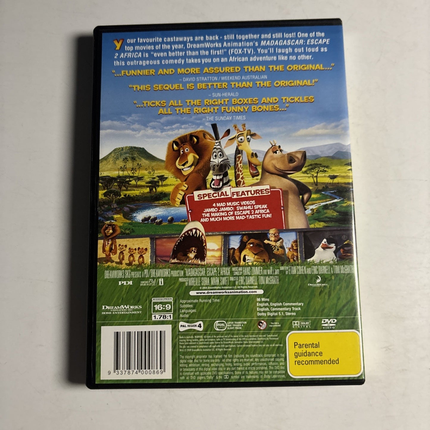 Madagascar - Escape 2 Africa (DVD, 2008) Alec Baldwin, David Schwimmer, Region 4