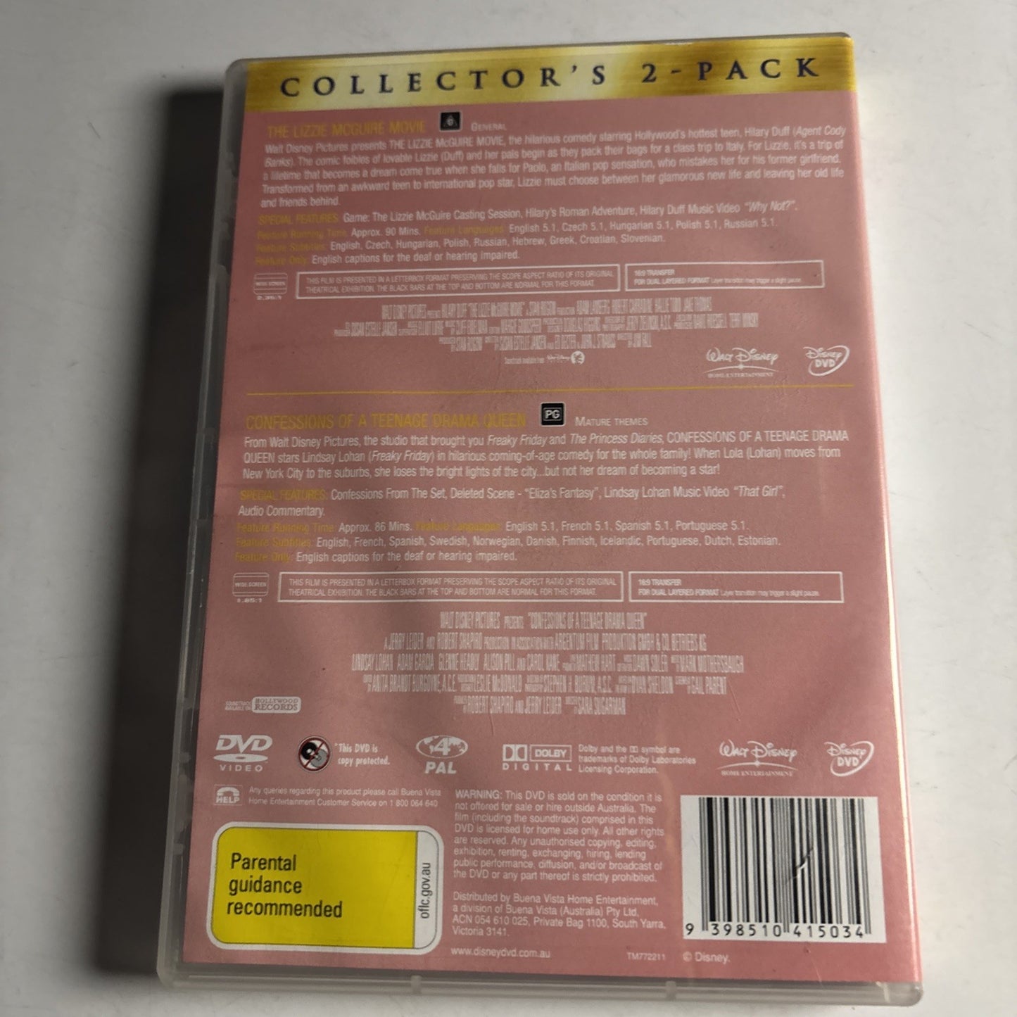 Lizzie McGuire / Confessions of a Teenage Drama Queen (DVD, 2008) Region 4