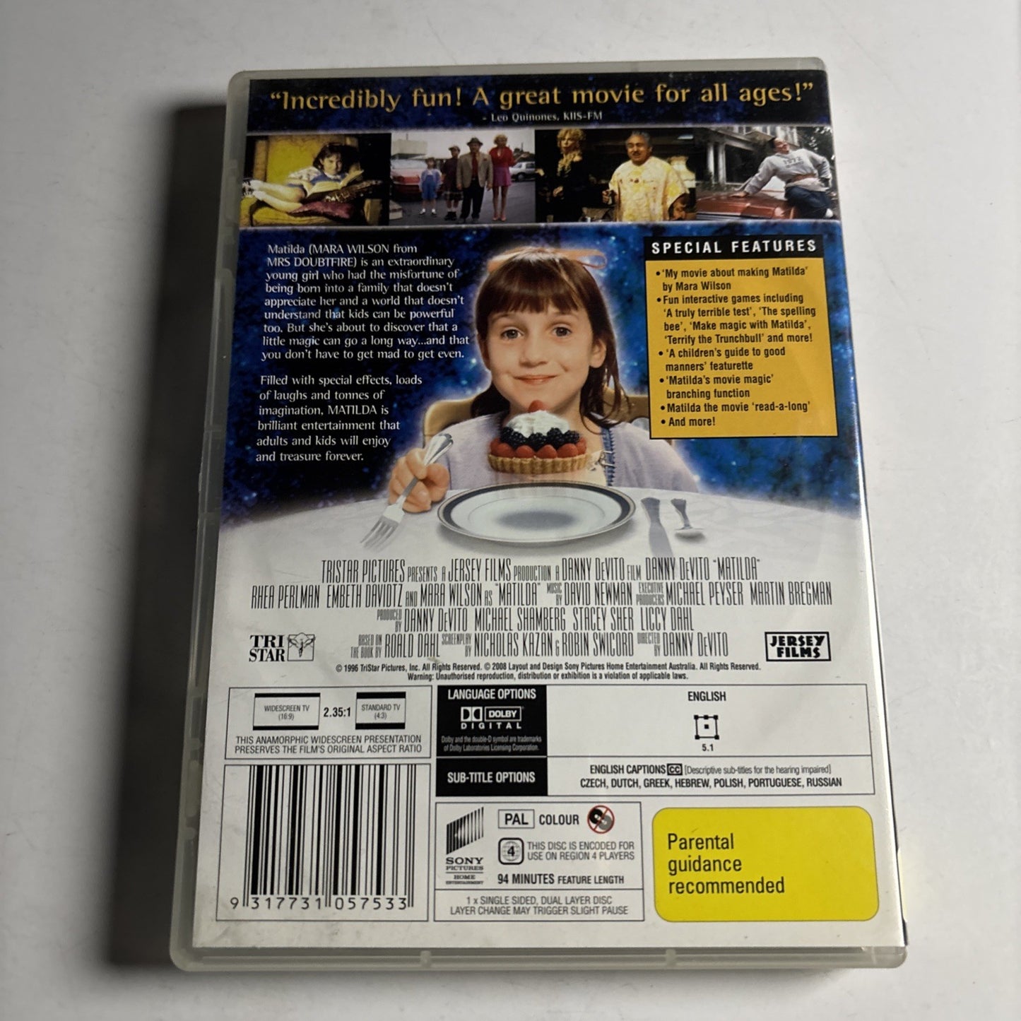 Matilda (Deluxe Edition, DVD, 1996) Danny DeVito, Mara Wilson Region 4