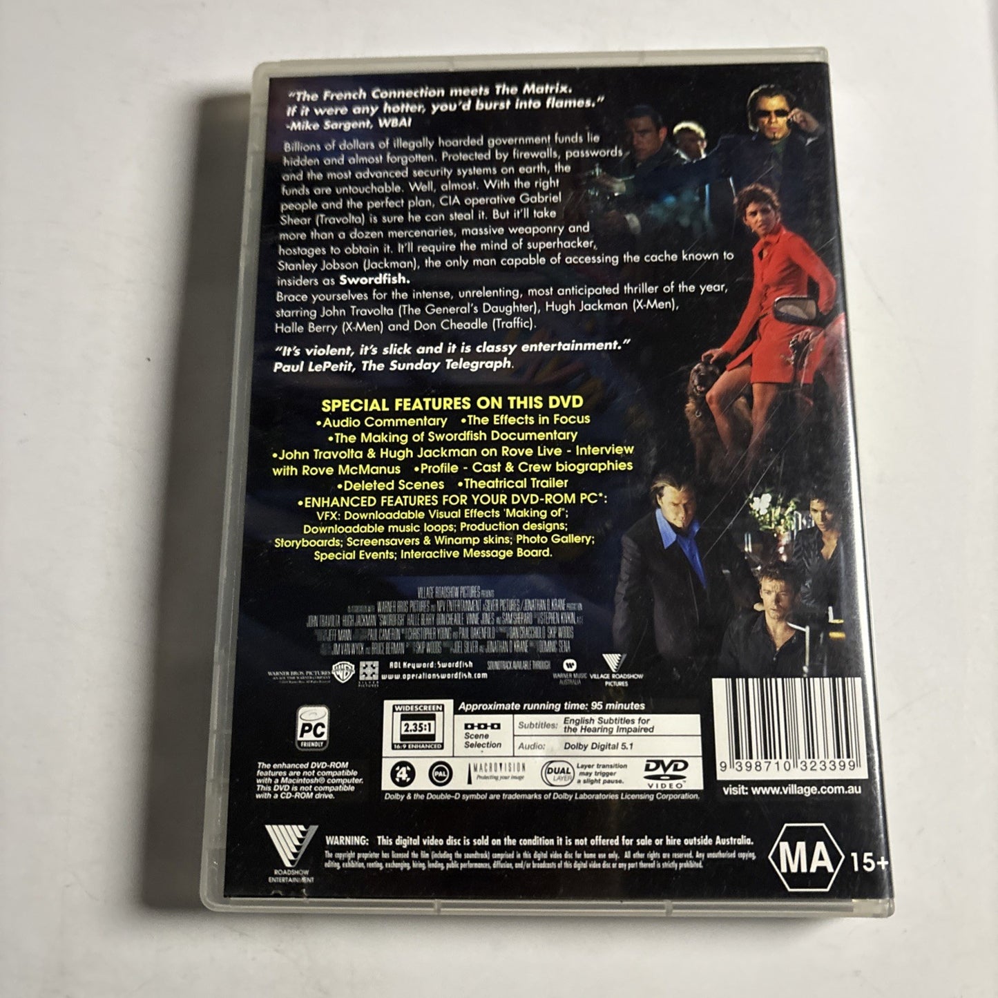 Swordfish (DVD, 2001) John Travolta, Hugh Jackman, Halle Berry Region 4