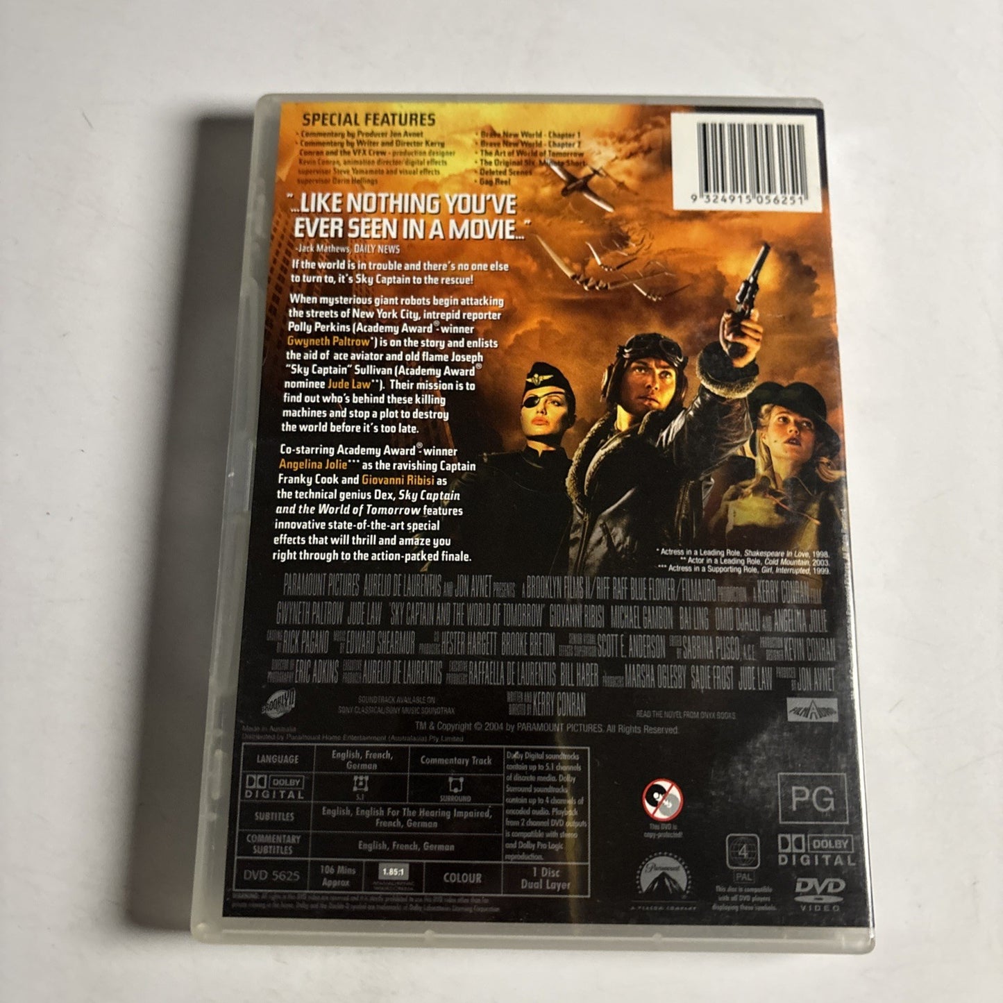 Sky Captain and the World of Tomorrow (DVD, 2004) Angelina Jolie Region 4