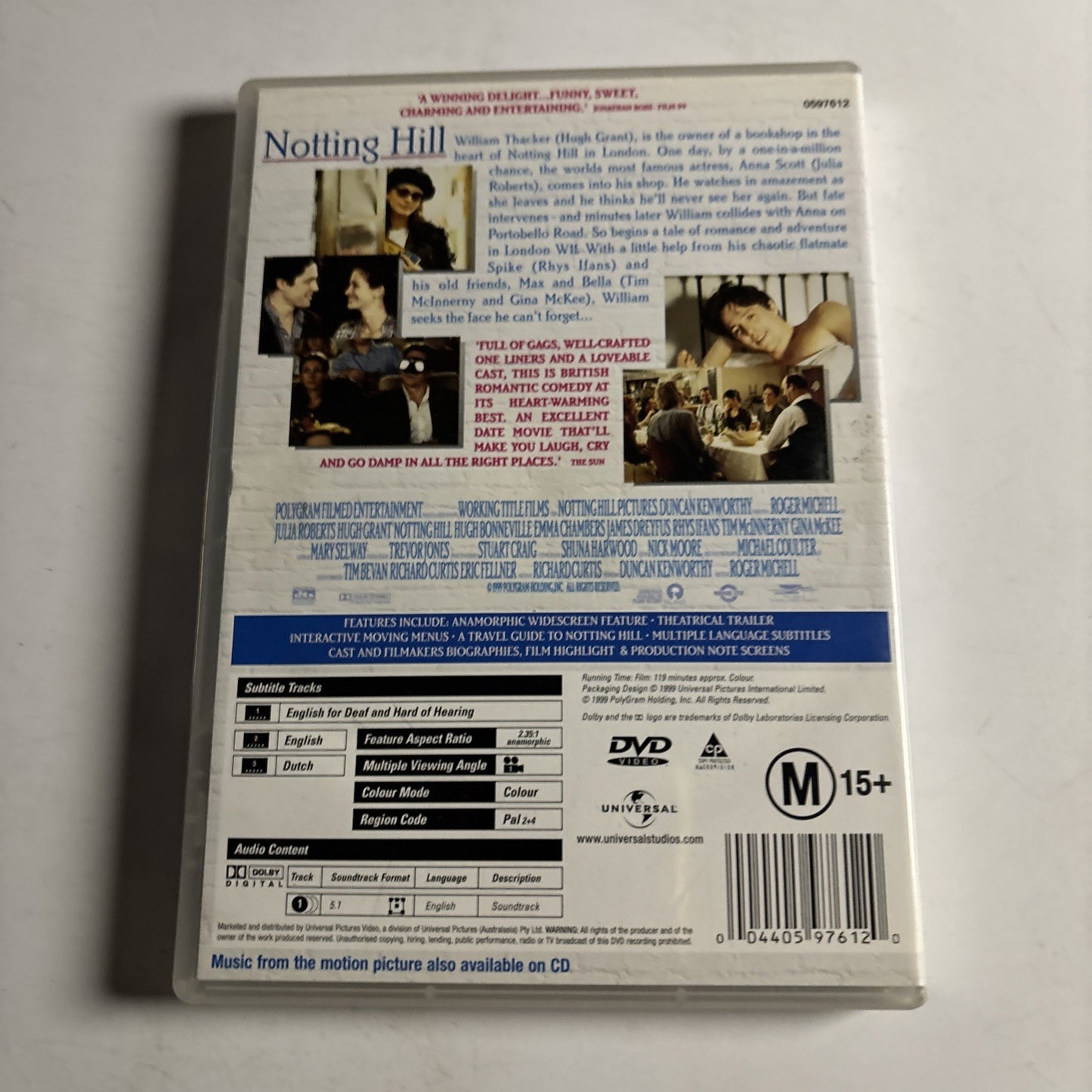 Notting Hill (DVD, 1999) Julie Roberts, Hugh Grant Region 4