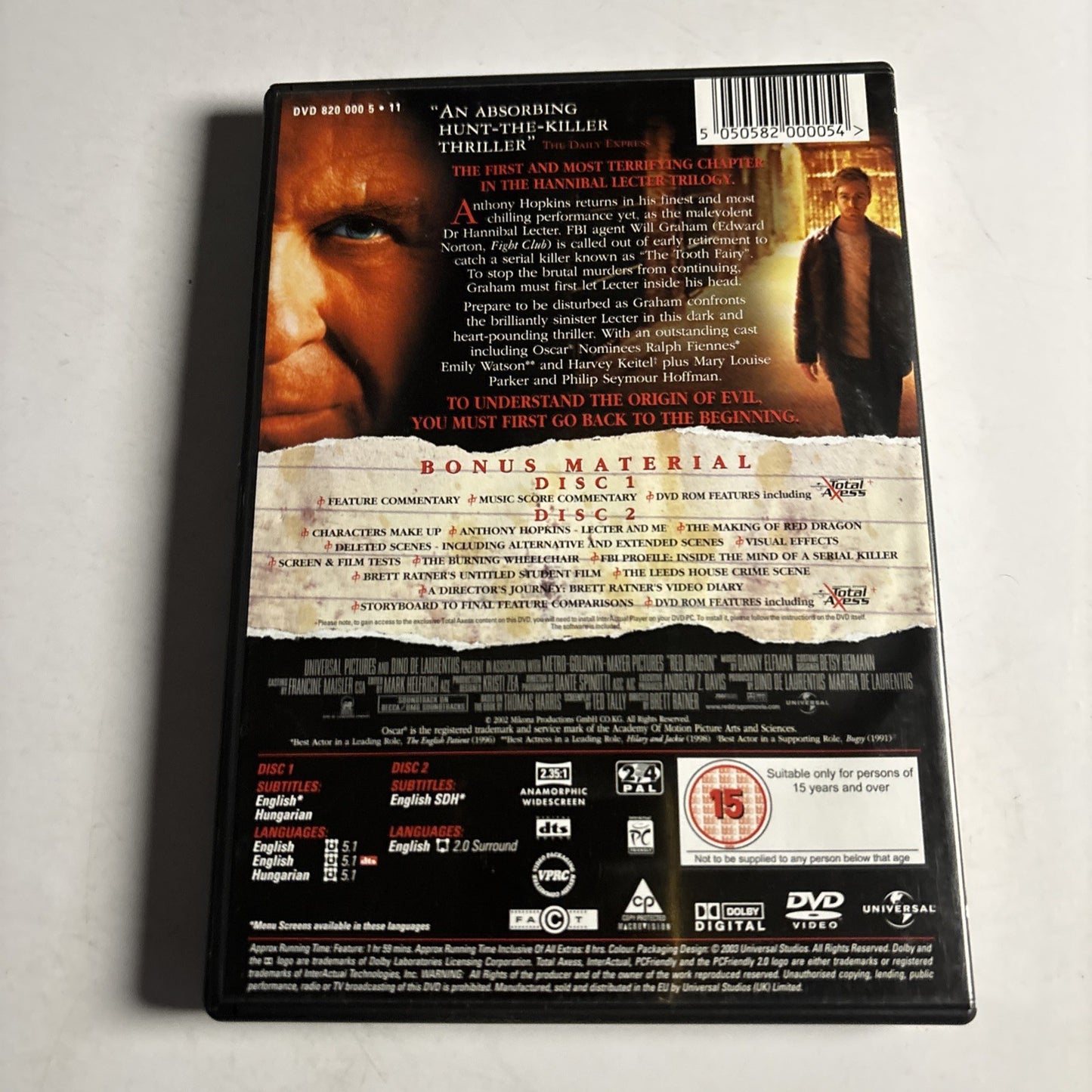 Red Dragon (DVD, 2002) Philip Seymour Hoffman, Anthony Hopkins Region 4 &2 NEW