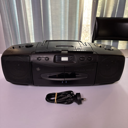 General Electric GE CD Radio Cassette Recorder Boombox EA3-7032 Dual Cassette