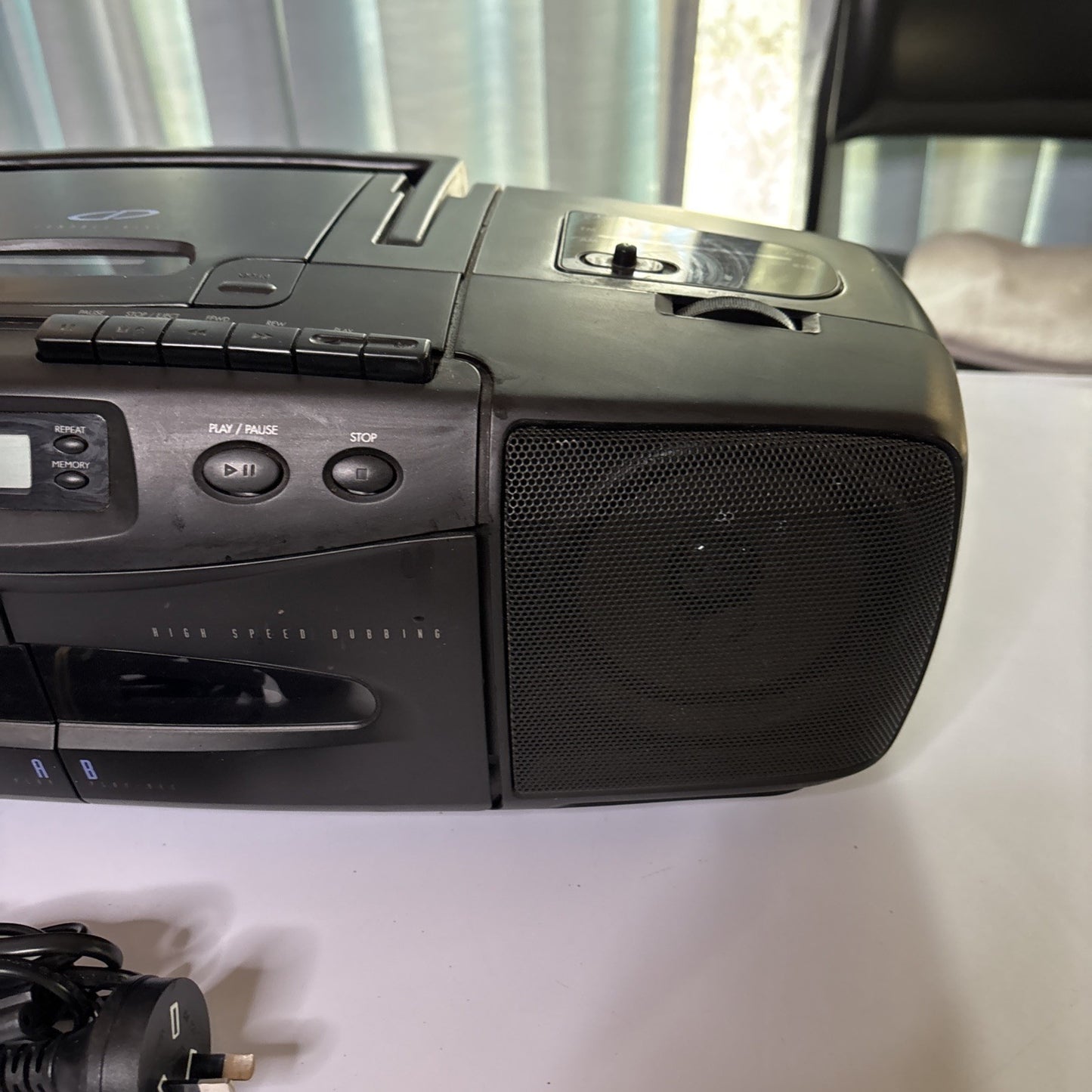 General Electric GE CD Radio Cassette Recorder Boombox EA3-7032 Dual Cassette