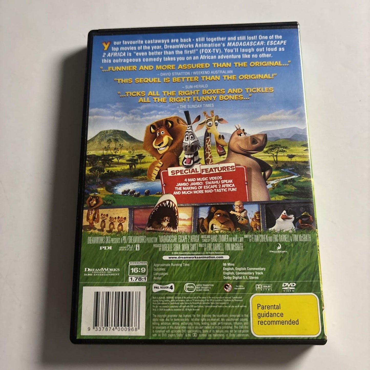 Madagascar: Escape 2 Africa (DVD, 2008) Dreamworks Animation Region 4
