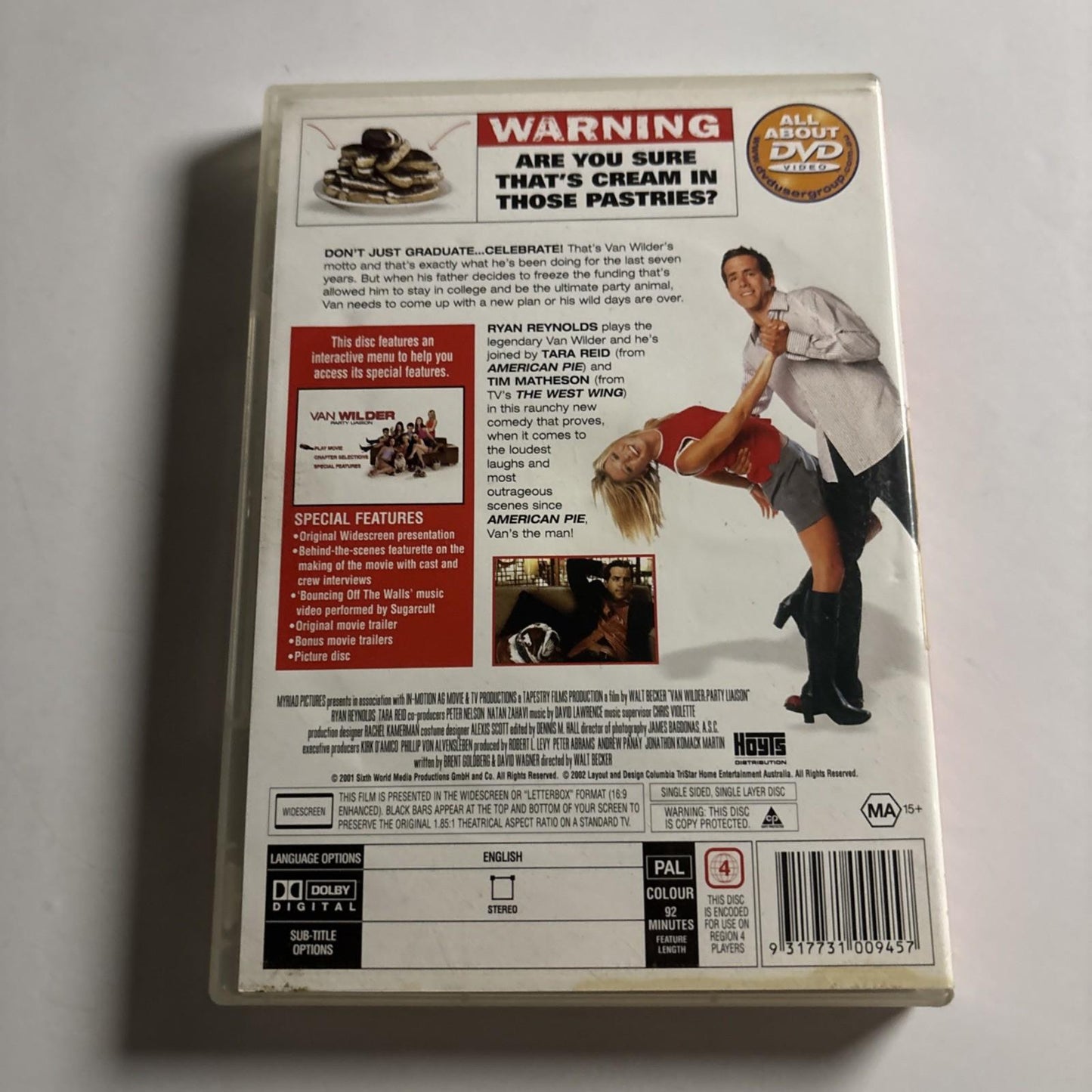 Van Wilder Party Liason (DVD, 2001) Ryan Reynolds, Tara Reid Region 4