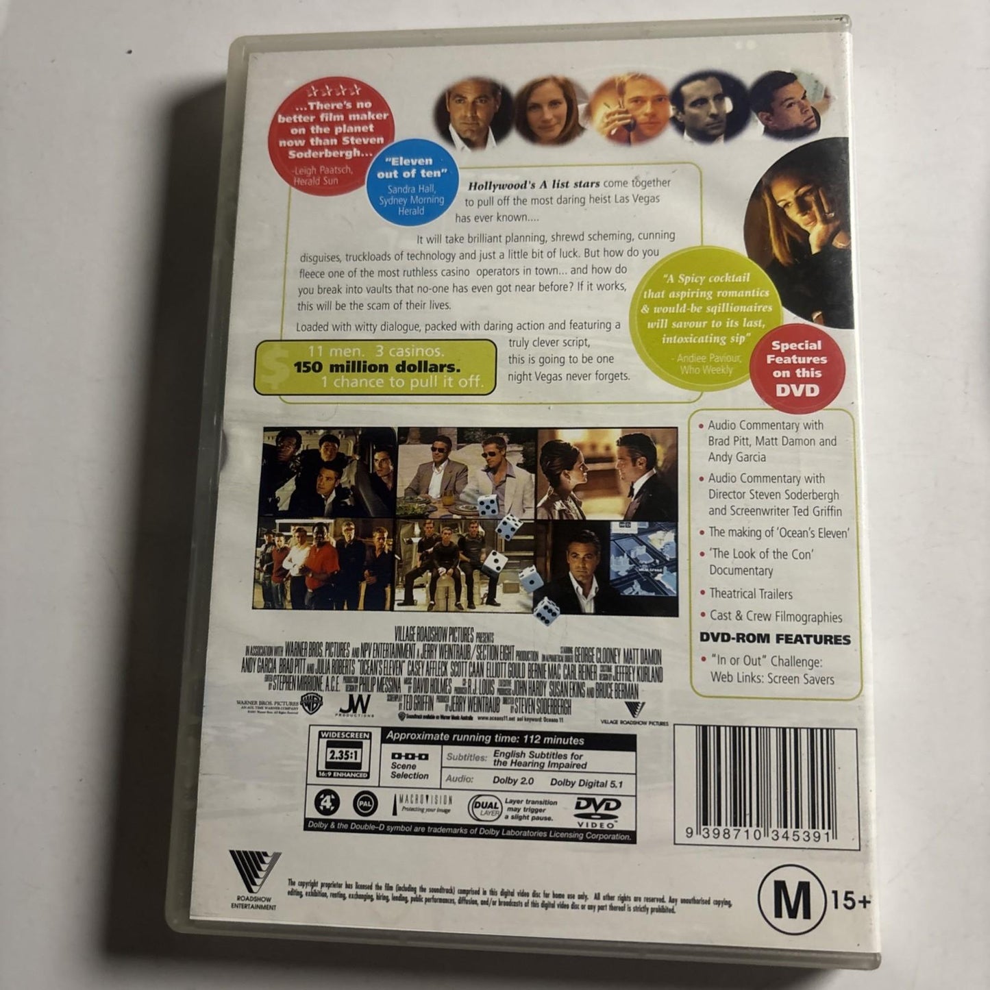 Ocean's Eleven (DVD, 2001) George Clooney, Matt Damon, Brad Pitt Region 4