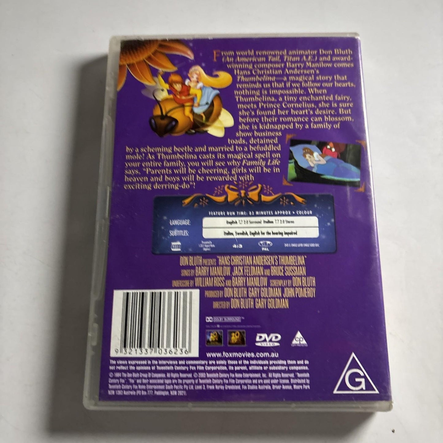Thumbelina (DVD, 1994) Animation Jodi Benson, Gary Imhoff Region 4