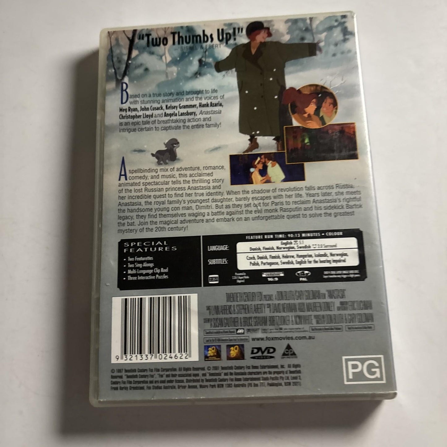Anastasia (DVD, 1998) Animation Meg Ryan, John Cusack Region 4