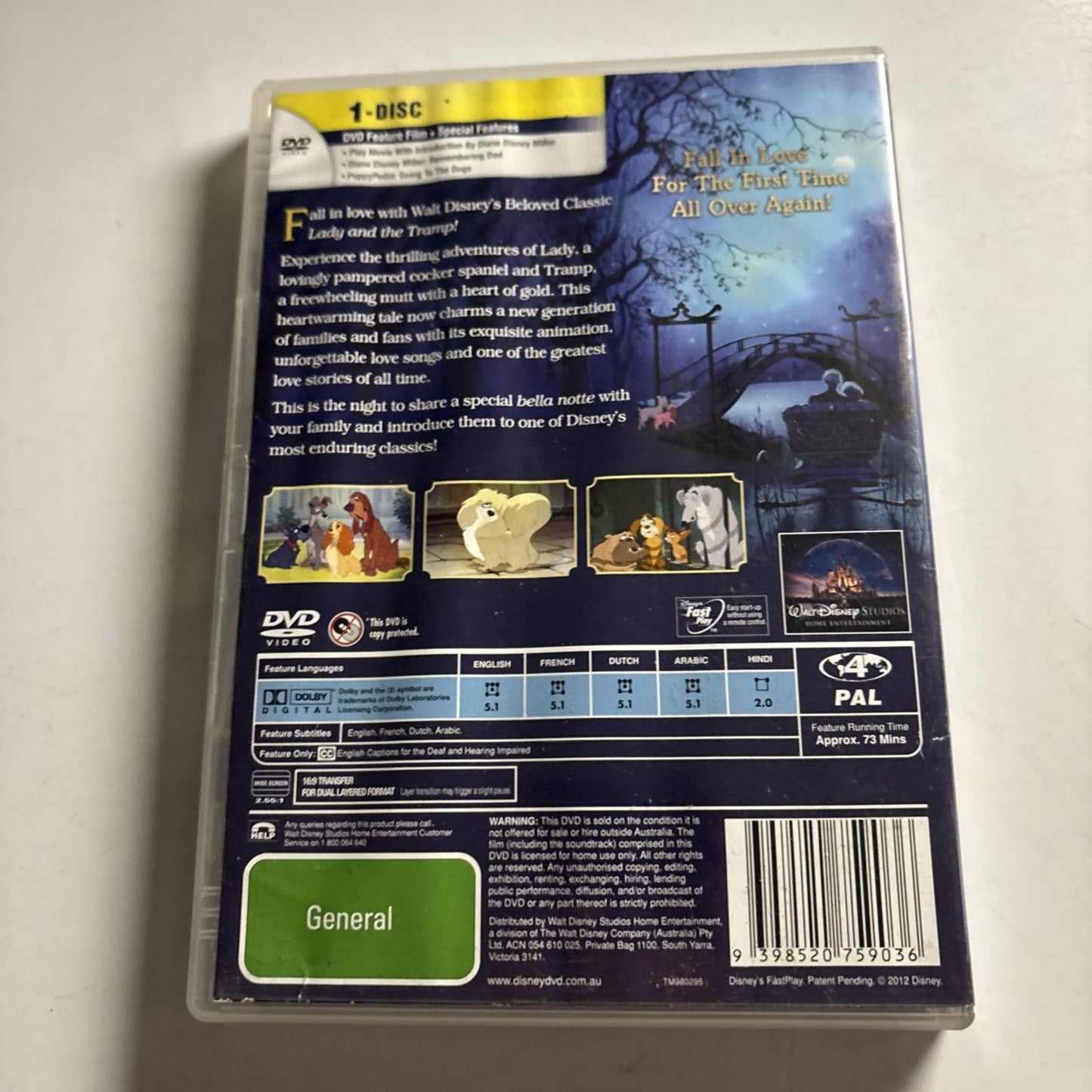 Lady And The Tramp (DVD, 1955) Disney Region 4