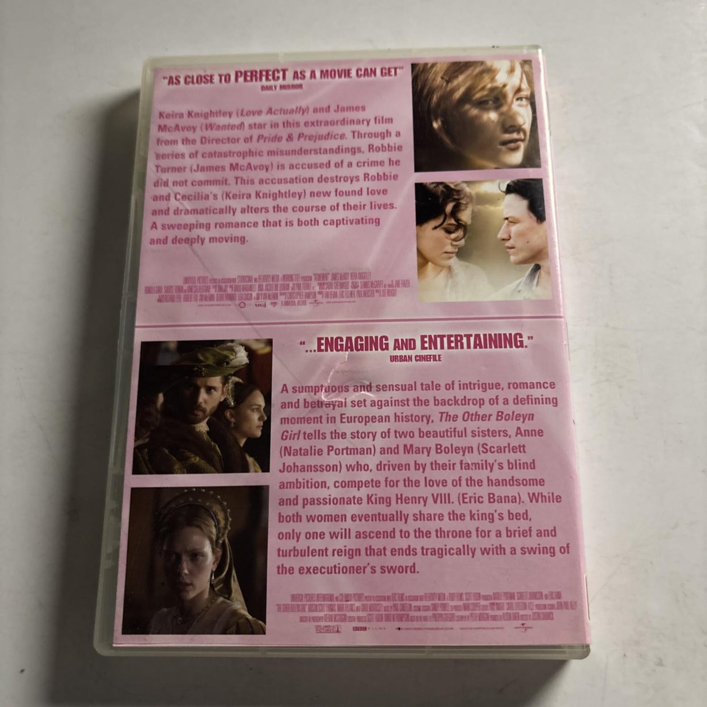 Atonement / The Other Boleyn Girl (DVD, 2-Disc) Natalie Portman Region 4