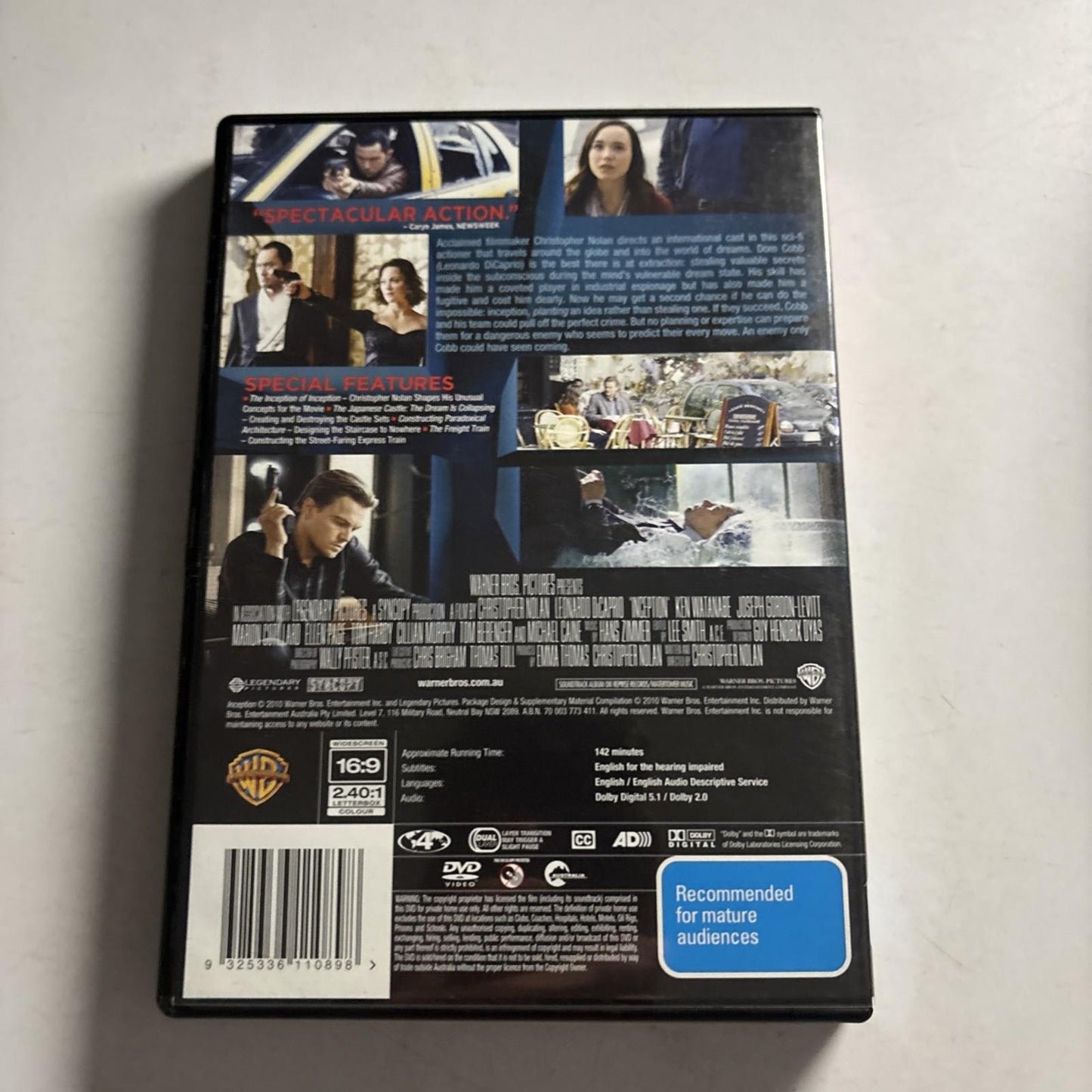 Inception (DVD, 2010) Leonardo DiCaprio Region 4