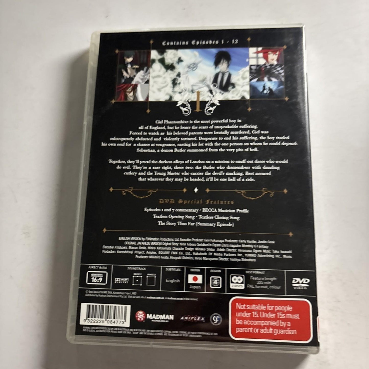 Black Butler : Collection 1 Eps 1-12 (DVD, 2008) Madman Anime Region 4