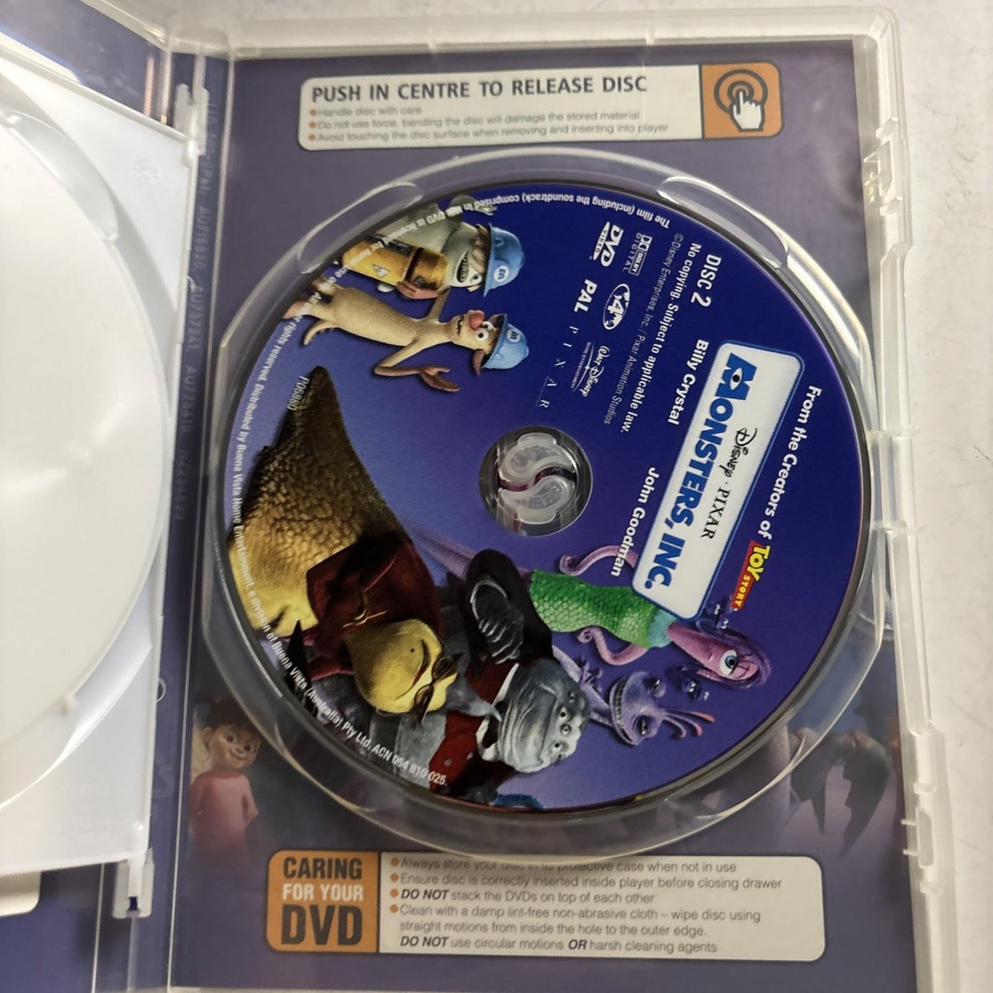 Monsters Inc (DVD, 2001) Disney Pixar Animation Film Region 4