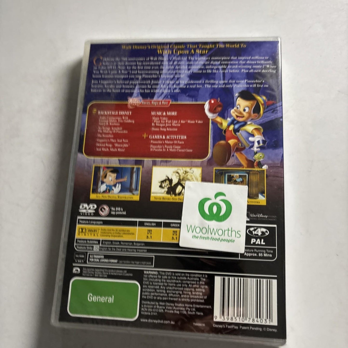 Pinocchio Platinum Edition (DVD, 1940) Disney Film Region 4 *New Sealed*