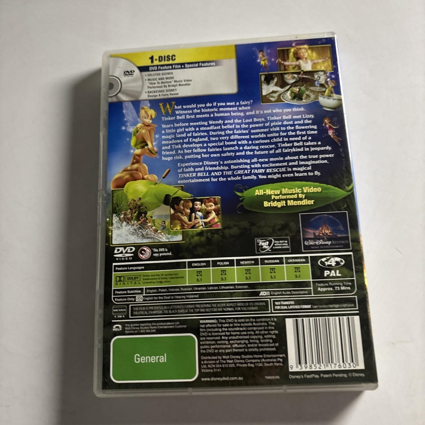 Tinker Bell And The Great Fairy Rescue (DVD, 2010) Disney Region 4