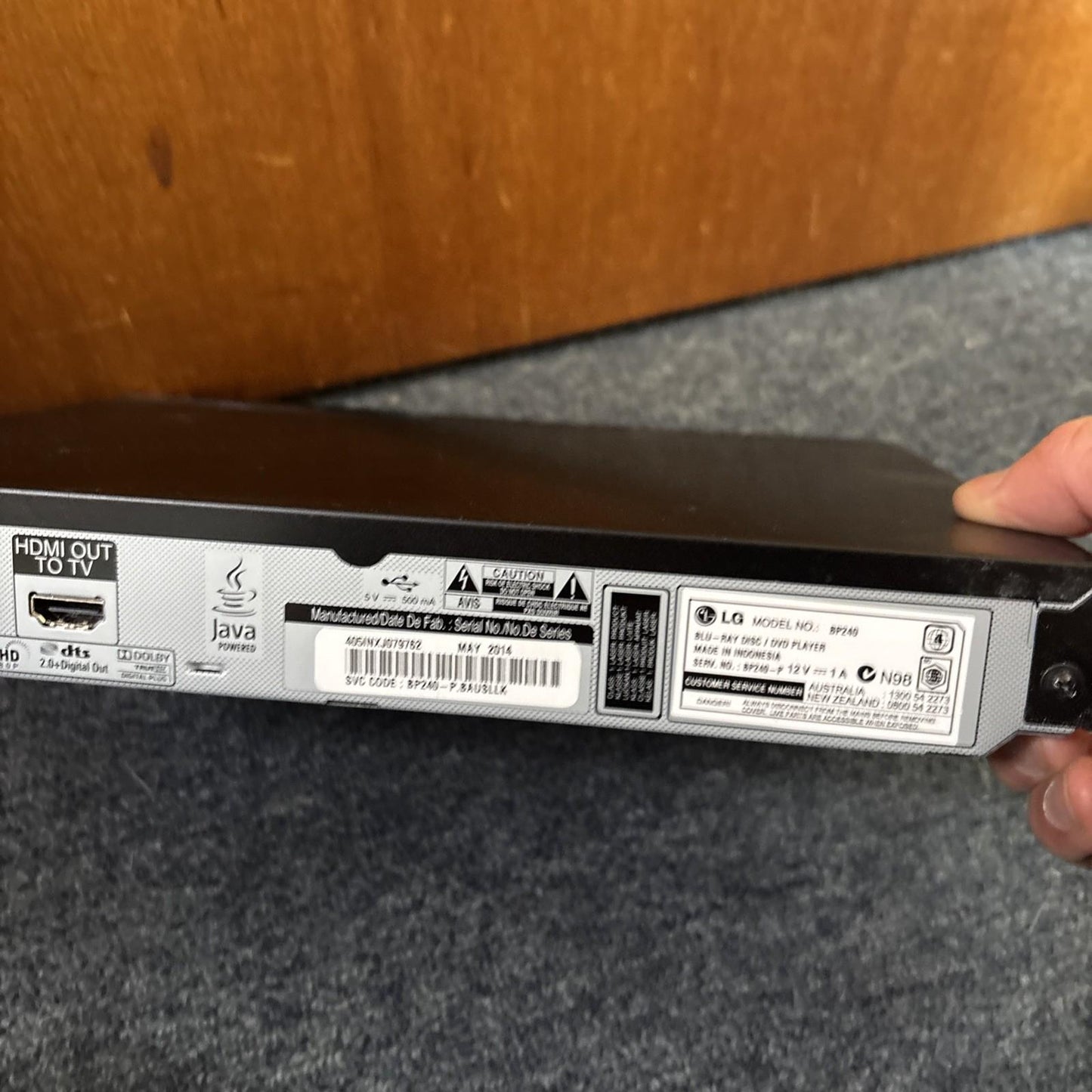 LG Blu-ray Disc & DVD Player Black BP240 Region B & 4