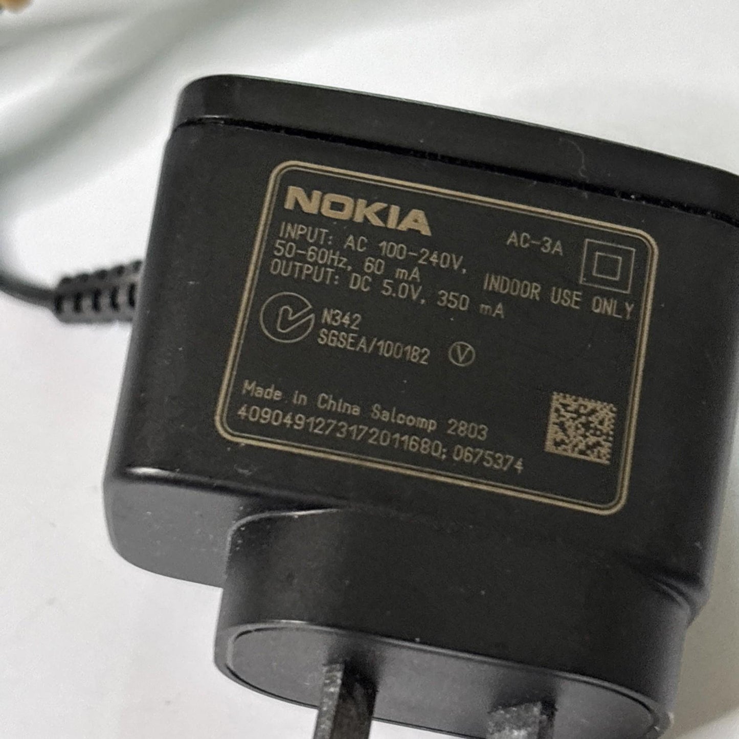GENUINE NOKIA AC-3A 2mm pin Mobile Phone Charger 5V 350mA AU plug