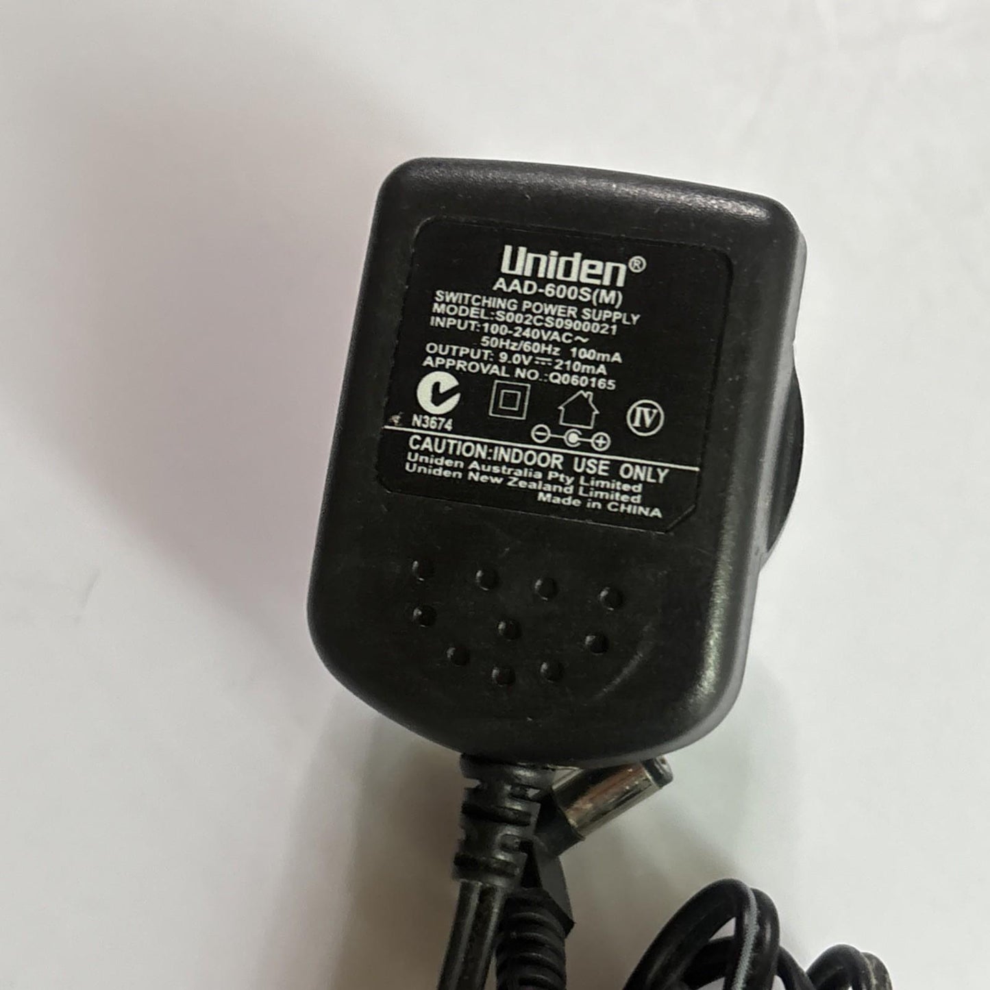 Genuine Uniden AAD-600S(M) AC Adapter 9V 210mA