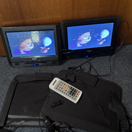 Laser DVD Player Portable 9"  Dual Screen Plays All Regions DVD-PT9-DualB