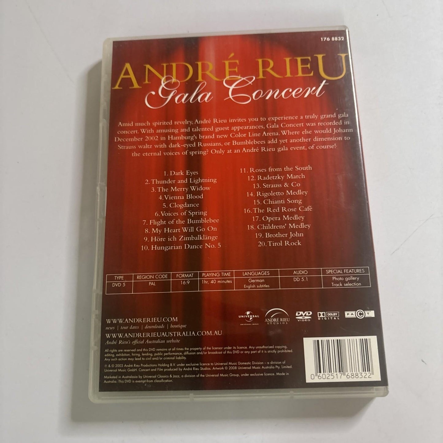 Andre Rieu - Gala Concert (DVD, 2003) All Regions