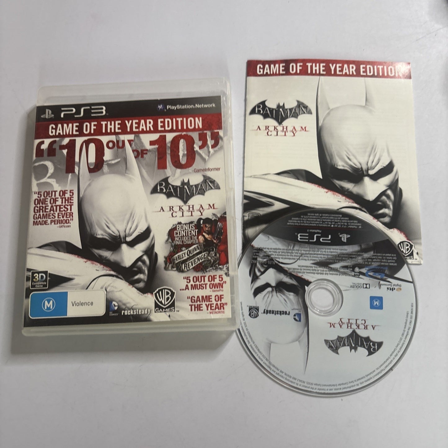 Batman Arkham City : Game of the Year Edition PlayStation 3 PS3 Manual